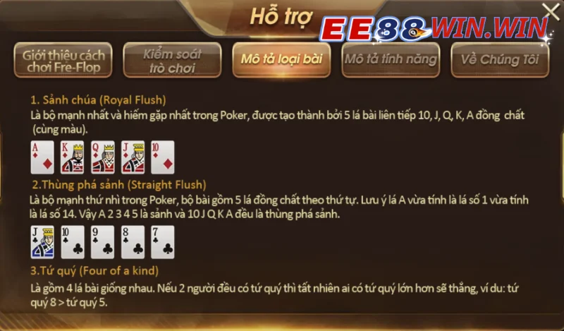 Thứ tự hành động trong Poker EE88
