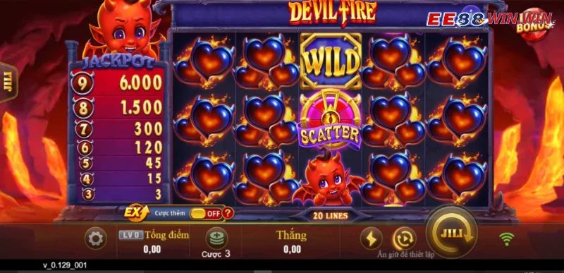 Biểu tượng trong game nổ hũ Devil Fire EE88